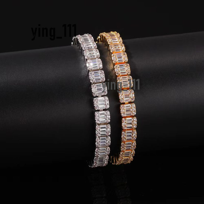 Hip Hop Zirconia Baguette Bracelet Mens Diamond Tennis Bracelet Singers Rappers Bling Cz Bracelets