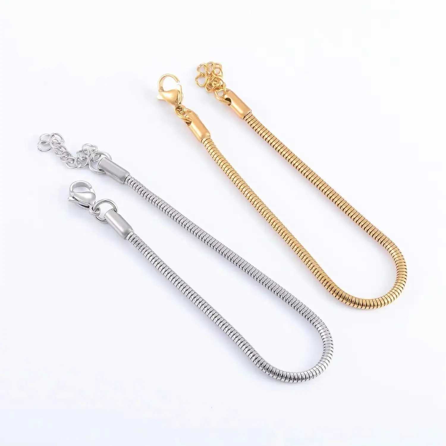 316L Stainless Steel Cool Bracelet Round Snake Link Charms Jewelry Makings For Men and Women Width 1/15/24MMT251110