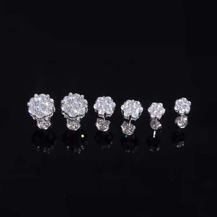 Factory Wholesale Women Men S925 Silver 9K 14K 18K Gold 6 Prongs D VVS1 3mm to 10mm Moissanite Diamond Ear Studs Earrings