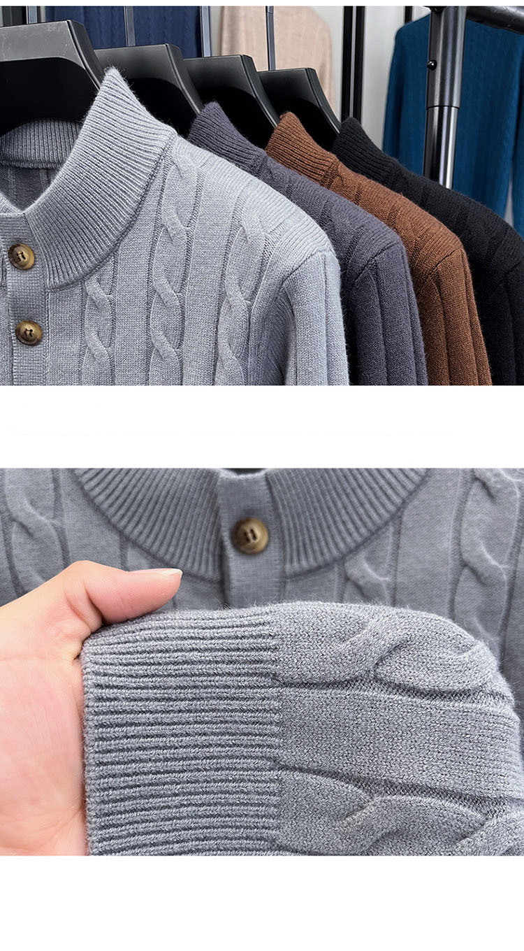 Men's half-turtleneck twist knitted sweater autumn and winter warmth zipper /button multi-style multi-color optional casual all-match thick knit 