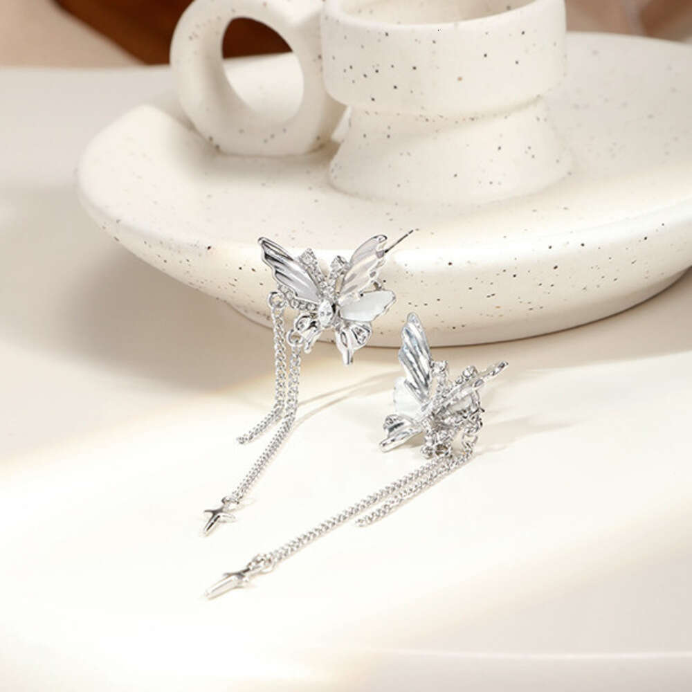 Super Fairy silver Butterfly 925 Sterling Silver High-end Long Wholesale Minimalist Ins Style Fashion Tassel Earrings for Women