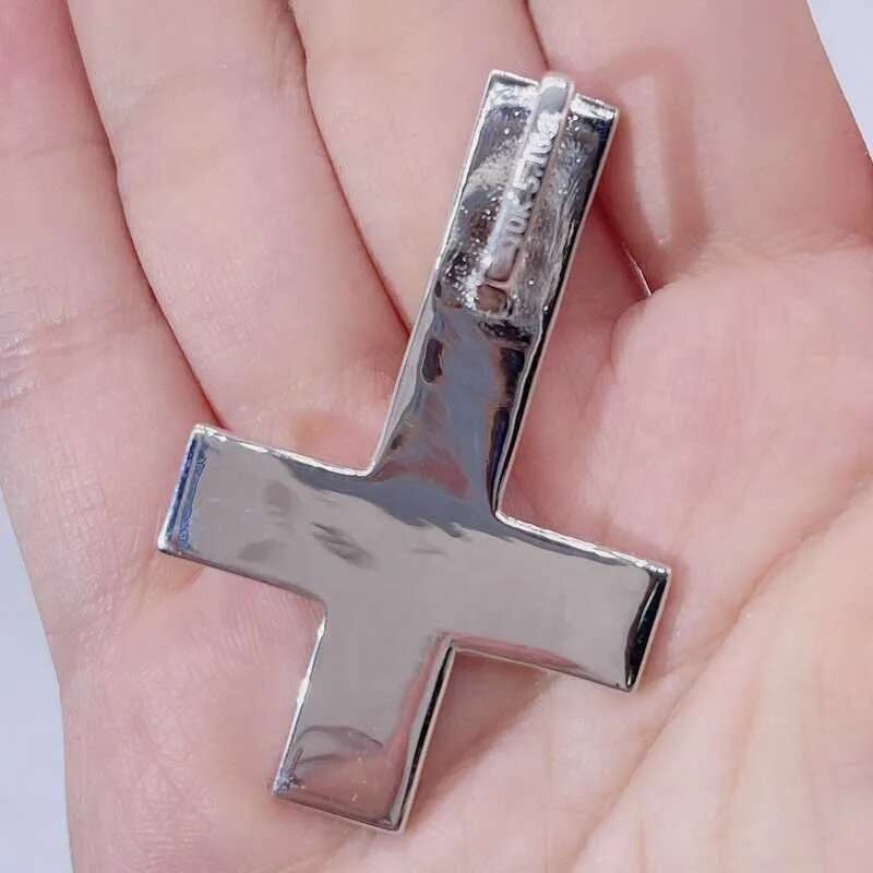 necklace moissanite chain Pendant Necklaces Whiote Gold Sier Vvs Moissanite Dia Iced Out Hip Hop Pass Tester Upside Down Cross