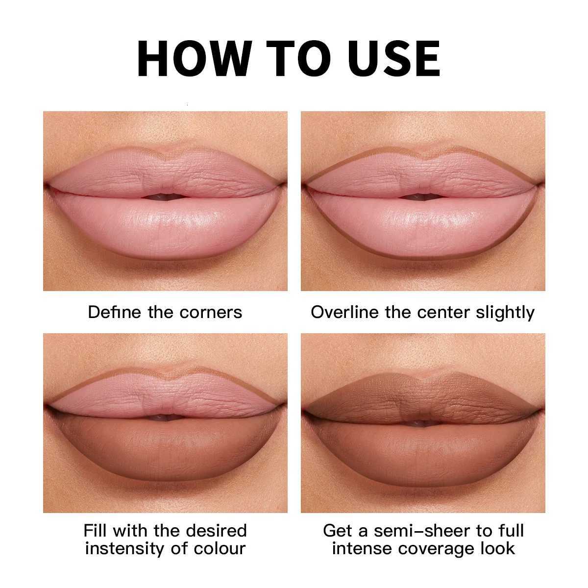 USHAS 2 In 1 LipstickLip Liner Set 18 Color Matte Nude Color Lipstick Moisturizing and Long-Lasting Perfect Lip CosmeticT251110