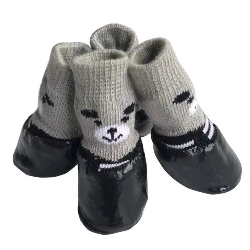 New Arrival 4 pieces/batch of winter warm dog socks anti slip rain boots waterproof dog Chihuahua dog shoes Z250410