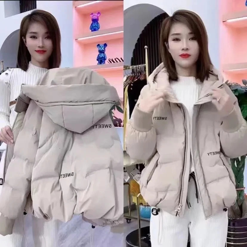 Autumn Winter Women Warm Thicken Parka Coat 2025 Women Loose Hooded Down Cotton Padded Jacket Korean Loose Women Cotton Coat 251107
