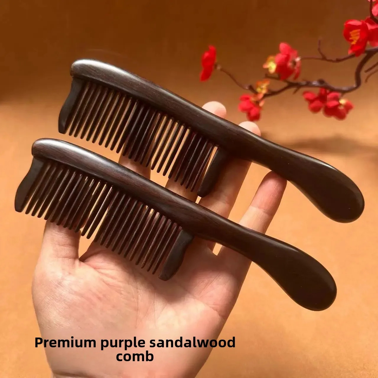 Premium Black Ebony Comb Purple Light Massage Comb Professional Hair Salon Toothed Insert Combs Gift Box Home Use Brushes 251107