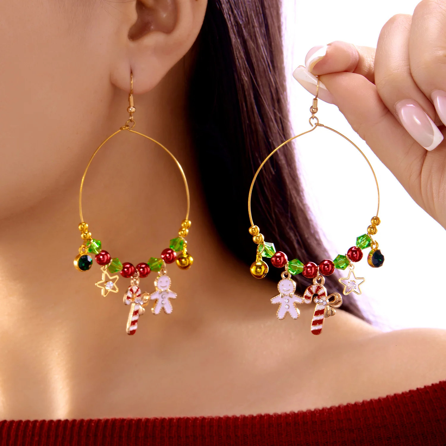 Christmas Drop Earrings Hoop For Women Shiny Santa Claus Xmas Tree Snowman Elk Snowflake Long Tassel Dangle Earring Gifts 251031