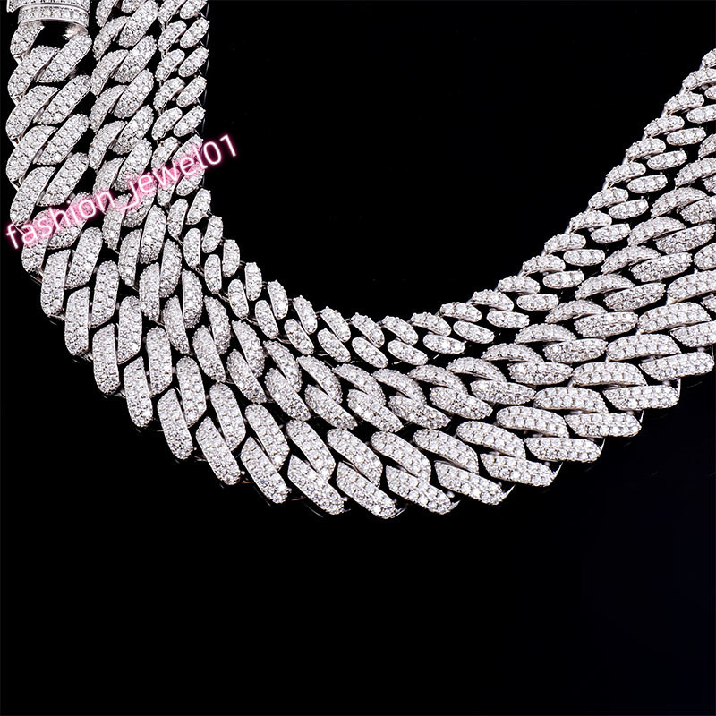 3 Days Ready to Ship 15mm 12mm 10mm 8mm 6mm VVS Moissanite Diamond Cuban Link Chain Iced Out Silver Men Hip Hop Jewelry