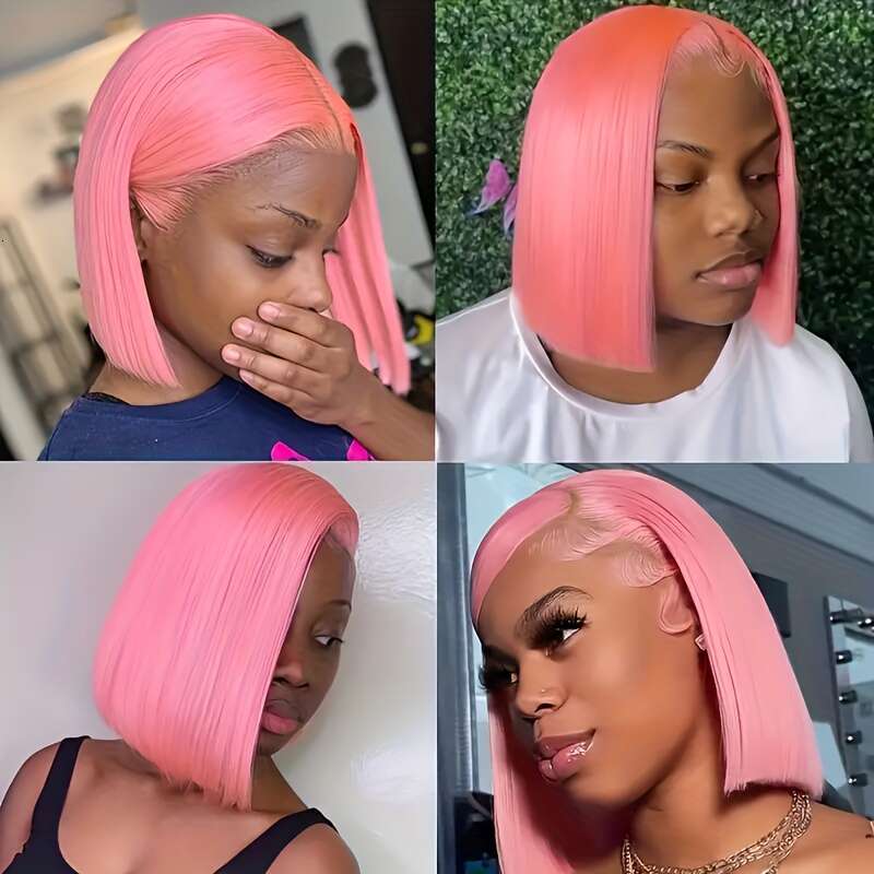 - Bob Straight 13X4 Lace Frot With Pre-Plucked Hairlie 150% Desity For & All Ethicities, Short Wig, Fashio Accessory Rose Pik Wig | Huma Hair