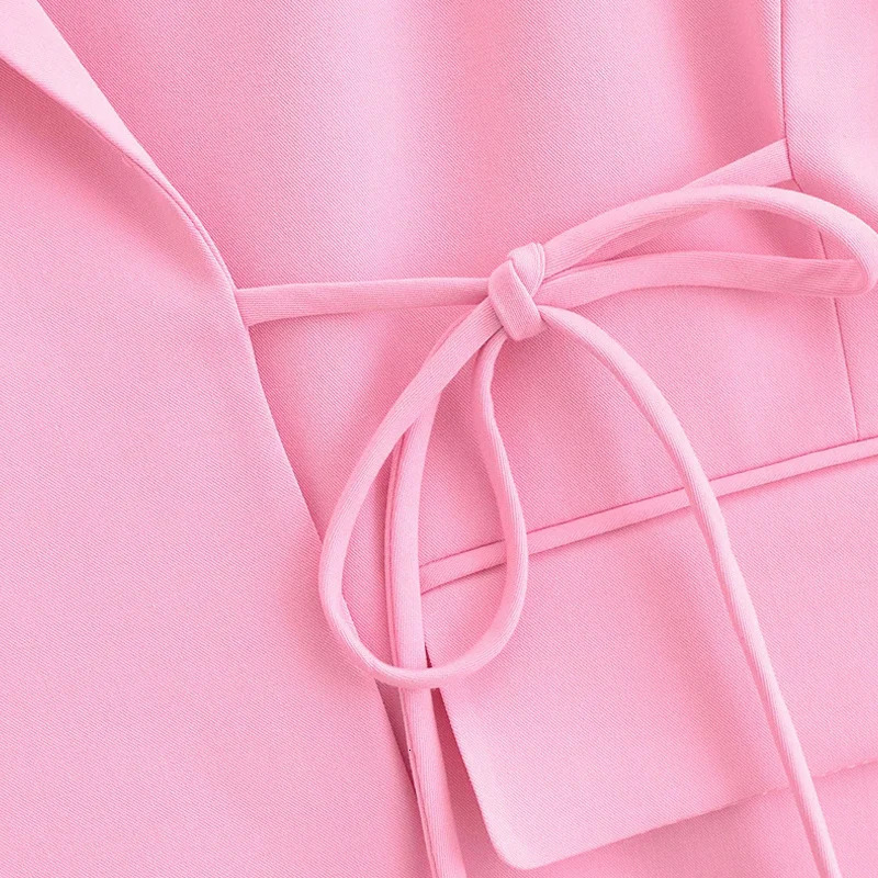 TRAF Womens Spring Elegant Jacket 2025 Long Sleeve Bow Lace Fashion Casual Office Pink Coat 250407