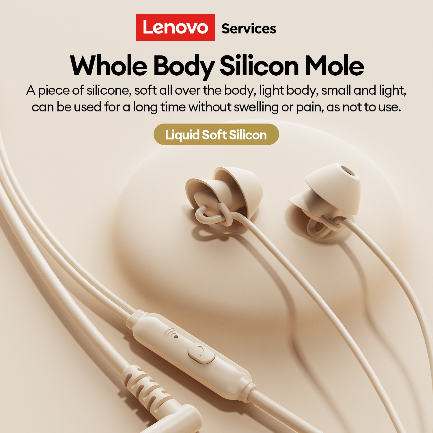 LenovoService Wired Earphones Y107 Type-C In-Ear 3.5mm Sleep Headphones Noise-Cancelling for Gaming Music with HD Mic Stereo Sound, Lightweight Cloud-