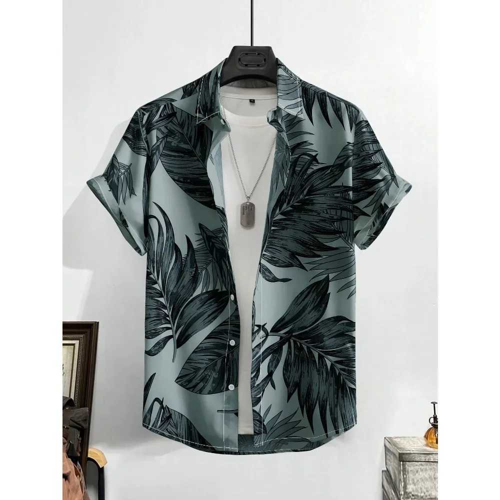 Leaf Tropical Mens Resort Hawaii 3D Printed Shirt Outdoor Vacation Beach Summer Lawn Short Sleeve Spandex Hawaiian Shirt X250410