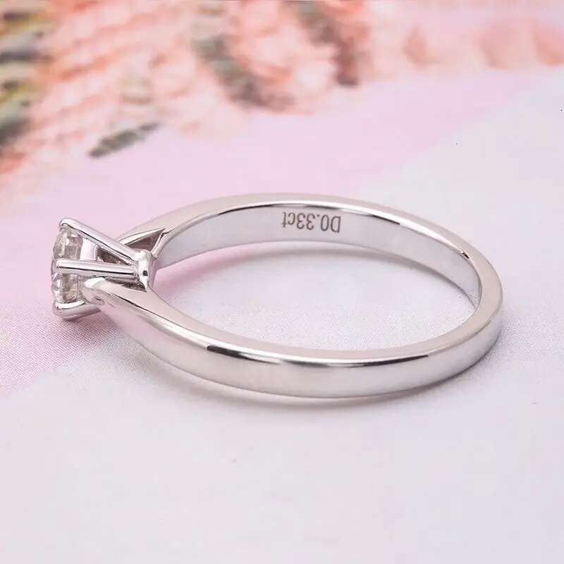 DE Color Round Excellent Cut 0.3ct Lab Grown Diamond Engagement Ring 14k White Gold Classic 6 Prong Ring NO IGI