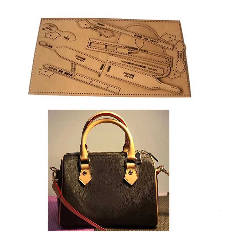 1Set DIY Kraft Paper Sewing Pattern For Handmade handbag Template Leather Craft Stencil Sewing 21x15x13cm K251110