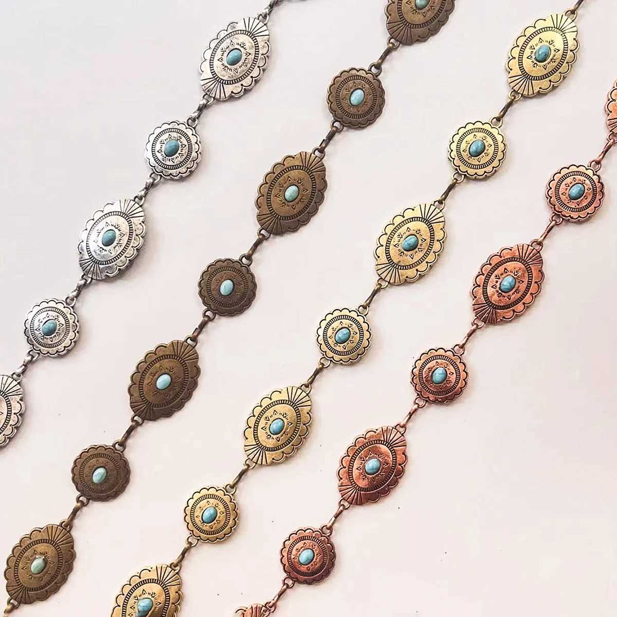 Geely Fashion Retro Elegant Metal Womens Turquoise Waist Chain X250410