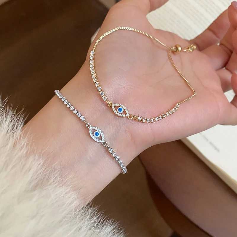 Full of Rhinestones Adjustable 18K Gold Plated Copple Bracelet For Women New Trendy Shiny Eyes Zircon Bracelet Hand JewelryT251110