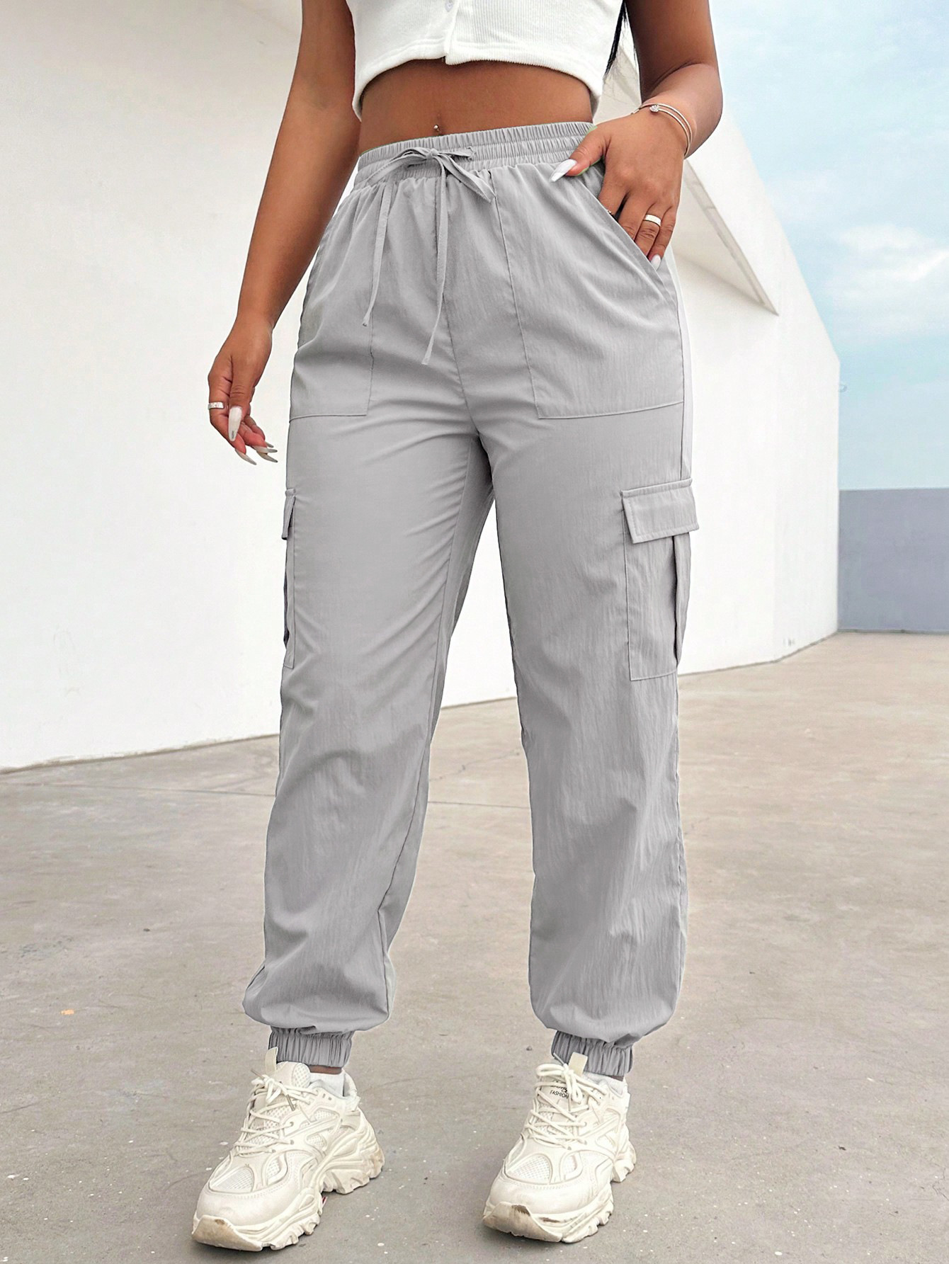 Trousers Casual Flat Waist Pocket Womens Fashion Product Pants Y2K Street Clothing Summer Foundation Z260314
