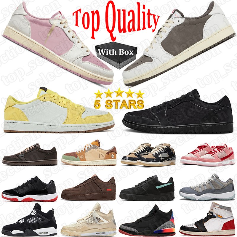 5a Top Quality Basketball Running Shoes for Women Men Genuine Leather Sail 1 4 5 Wet Cement Low Black Cat Reverse Mocha Canary Suede White Brooklyn Sneakers