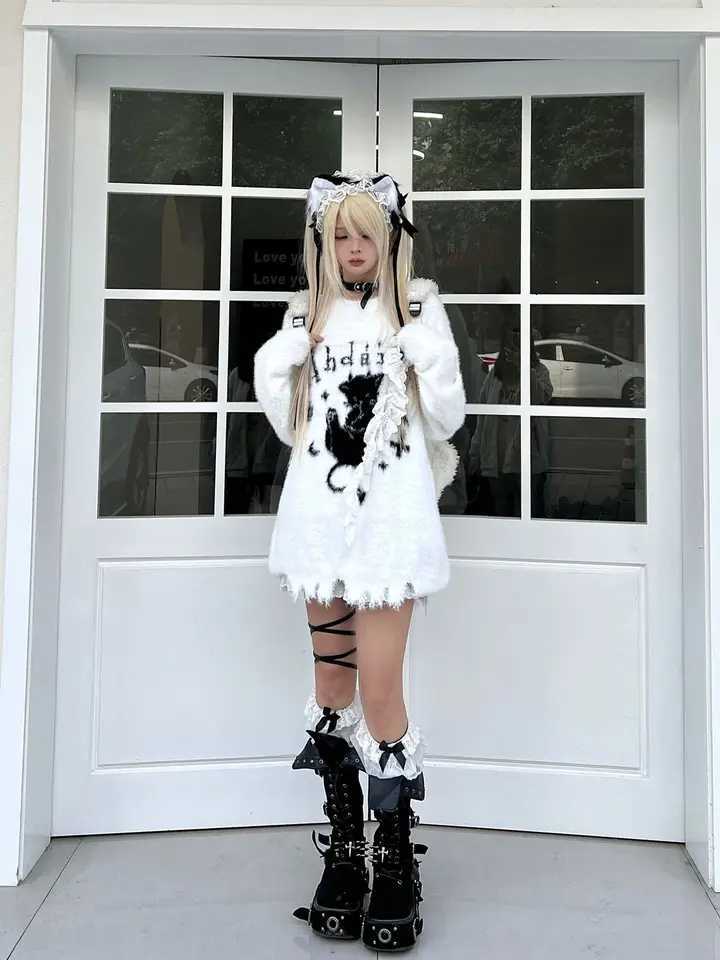 Fashion 2025 Subculture Aesthetic Vintage Sweaters Women Long Sleeve Printed Tops Chic Gothic Punk Y2k Bodycon Jumpers Harajuku Casual Y251110