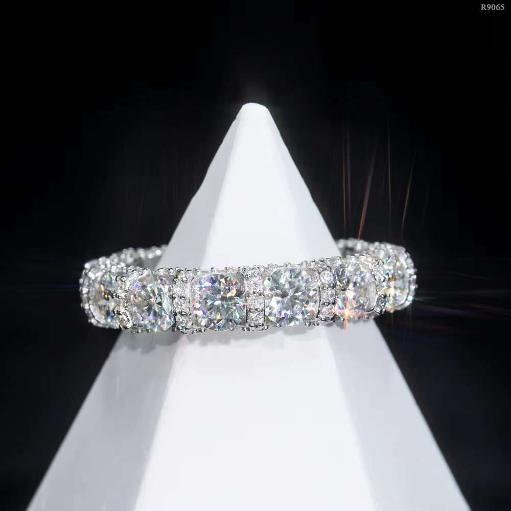 Luxury S925 White Gold Plated Fine Jewelry Engagement Wedding Moissanite Diamond Ring