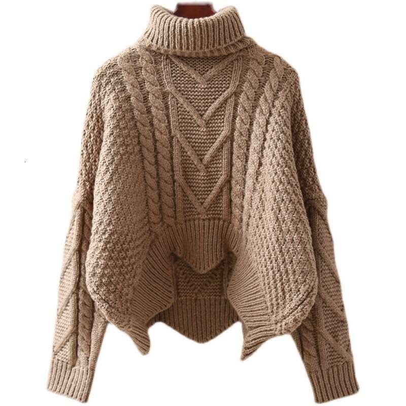 Cross-Border Foreign Trade European and American Clothing Retro Twist Women's Neck Loose High Waist Top Thick Wool Knitted Sweater