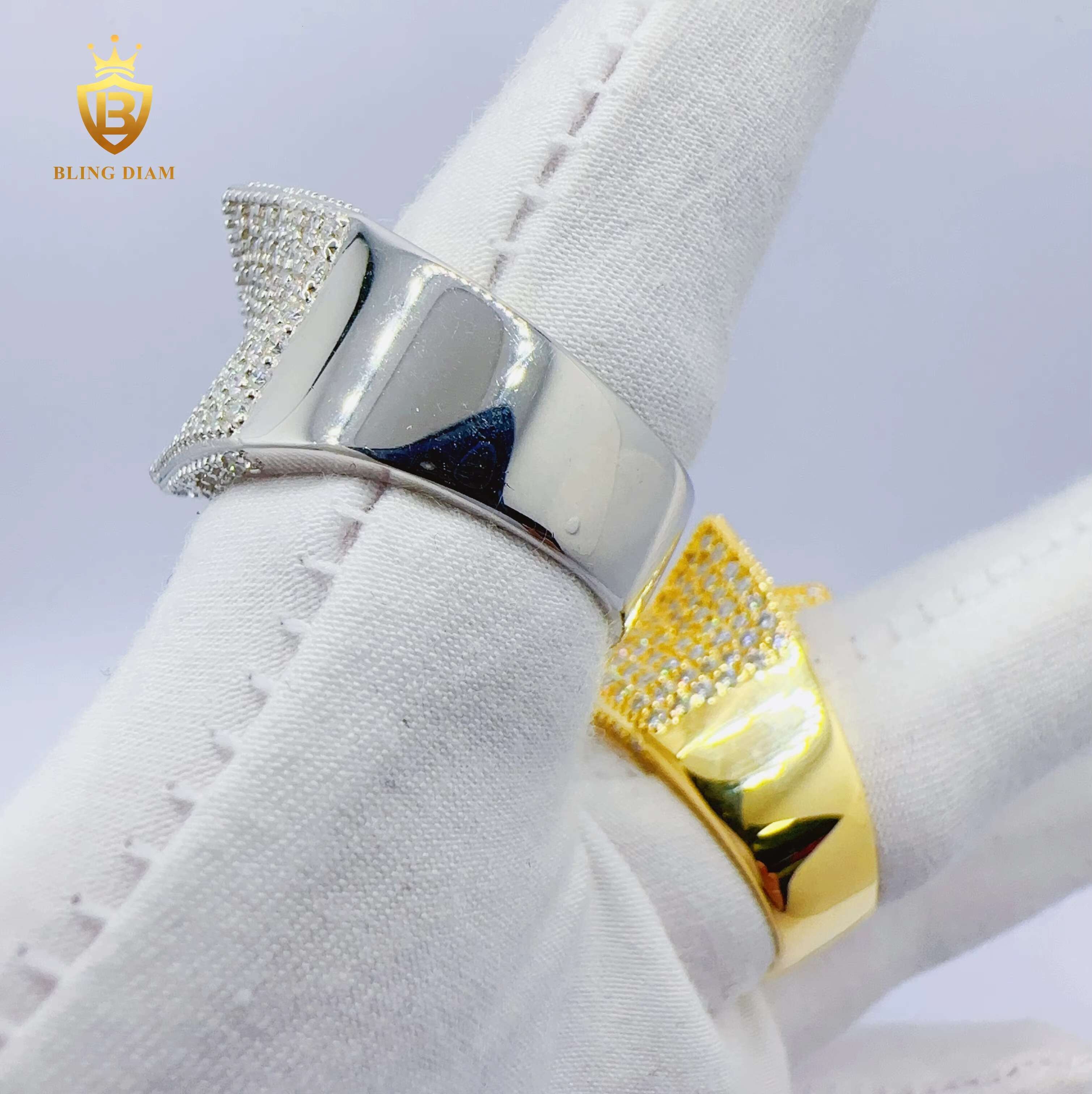Pass Diamond Tester VVS Moissanite Pentagram Design Hip Hop Ring 925 Sterling Sliver Fashion Ring