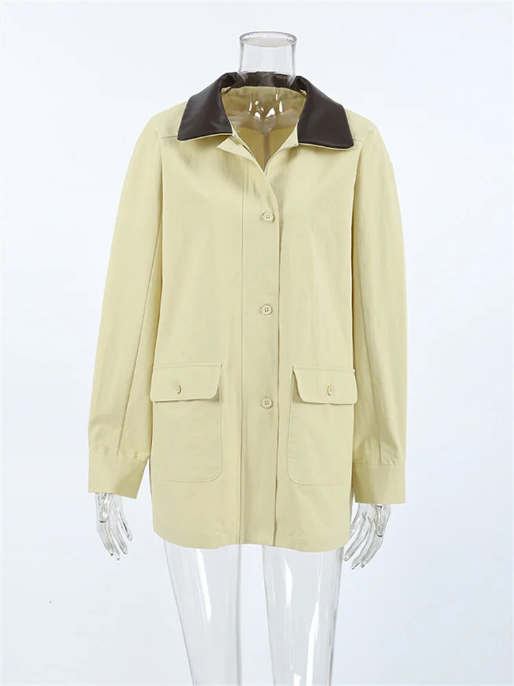 Tossy Fashion Pocket Trench Womens Coat Patch Work Autumn Open Collar Retro Loose High Waist Style 250410