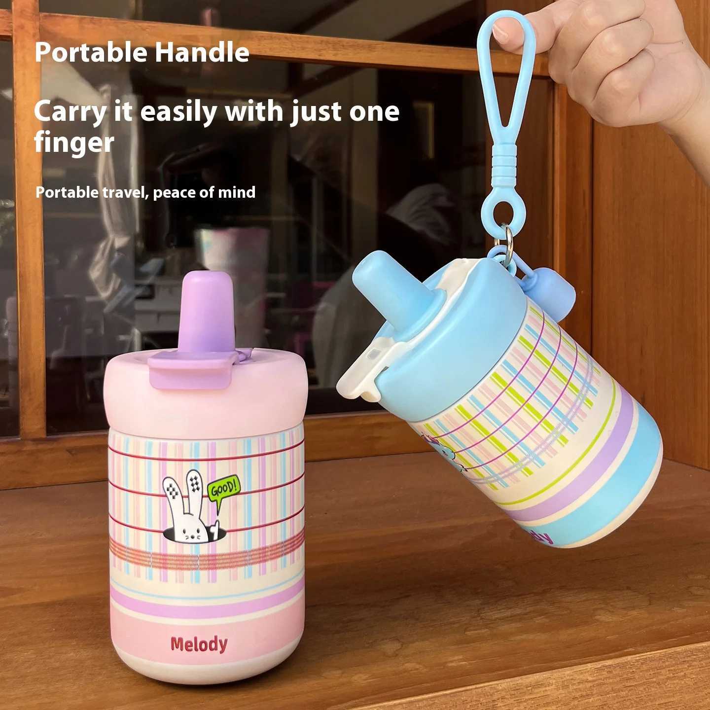 Fashionable cup Fashionable double-drinking grid insated cup large capacity high appearance ll straw cup handle portable and portable water Y251110