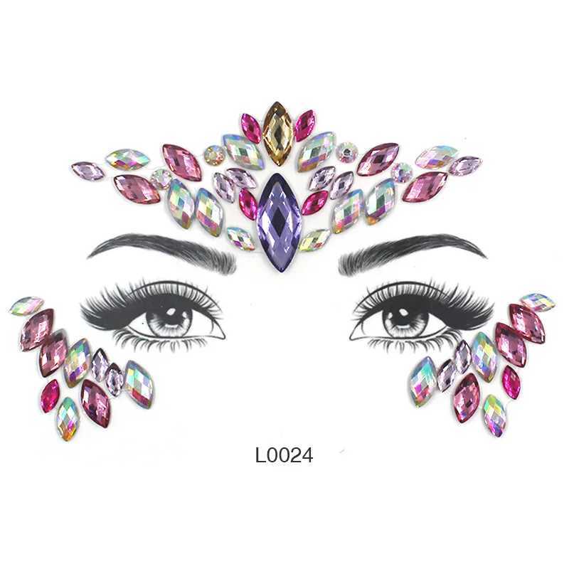 3D Sexy Facial Tattoo Crystal Stickers Temporary Tattoo Flash Fake Tattoo Rhinestone Makeup Womens Party Facial Jewelry Tattoo W250410