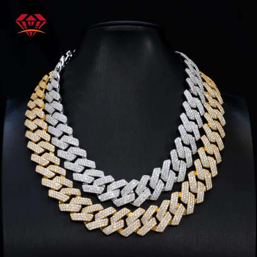 Qian Jian Men's Hip Hop Jewelry Iced Necklace Silica Cuban Chain Buckle
