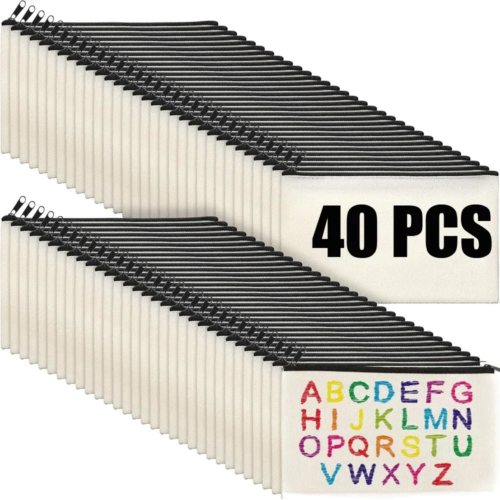 DIY Blank Canvas Zipper Pouch Bags School Pencil Bag Case for Craft Makeup Handmade Gift 251110