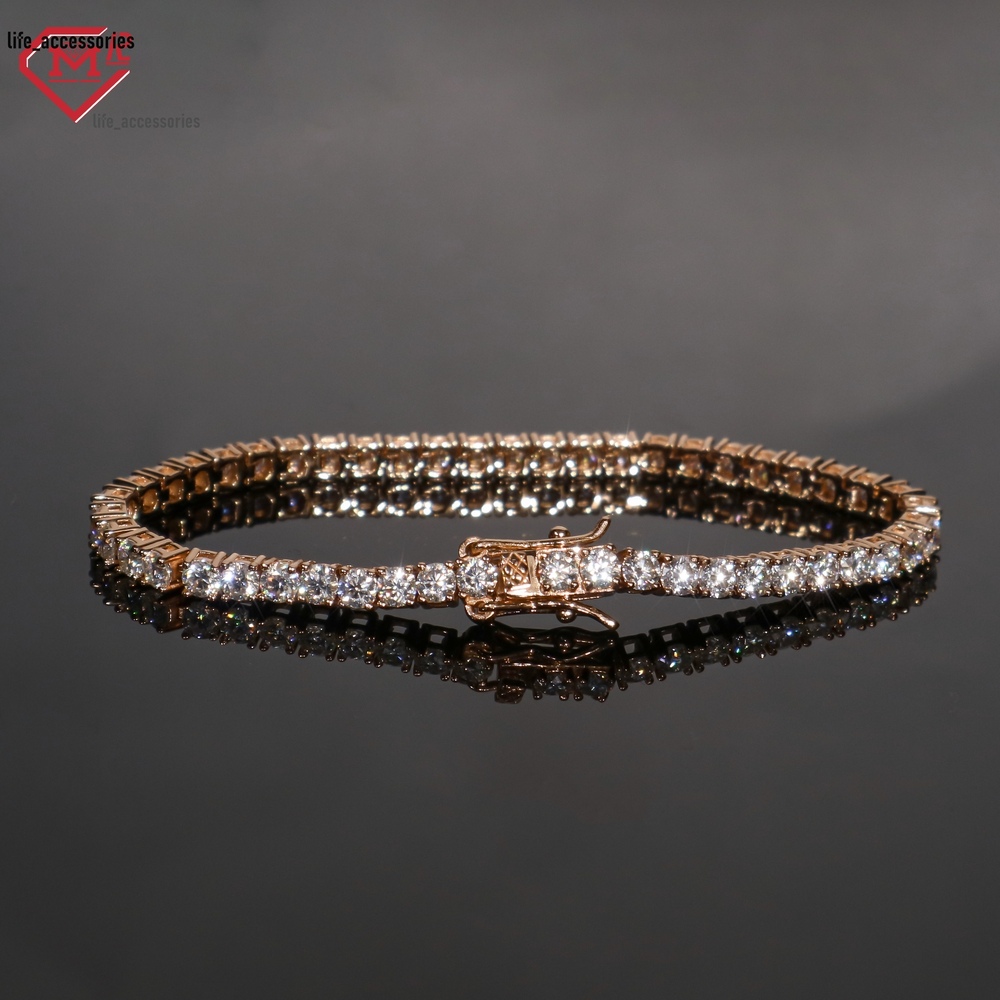 Luxury Moissanite Bracelet Men S925 Custom Rose Gold Vvs Iced Out Moissanite Tennis Bracelet