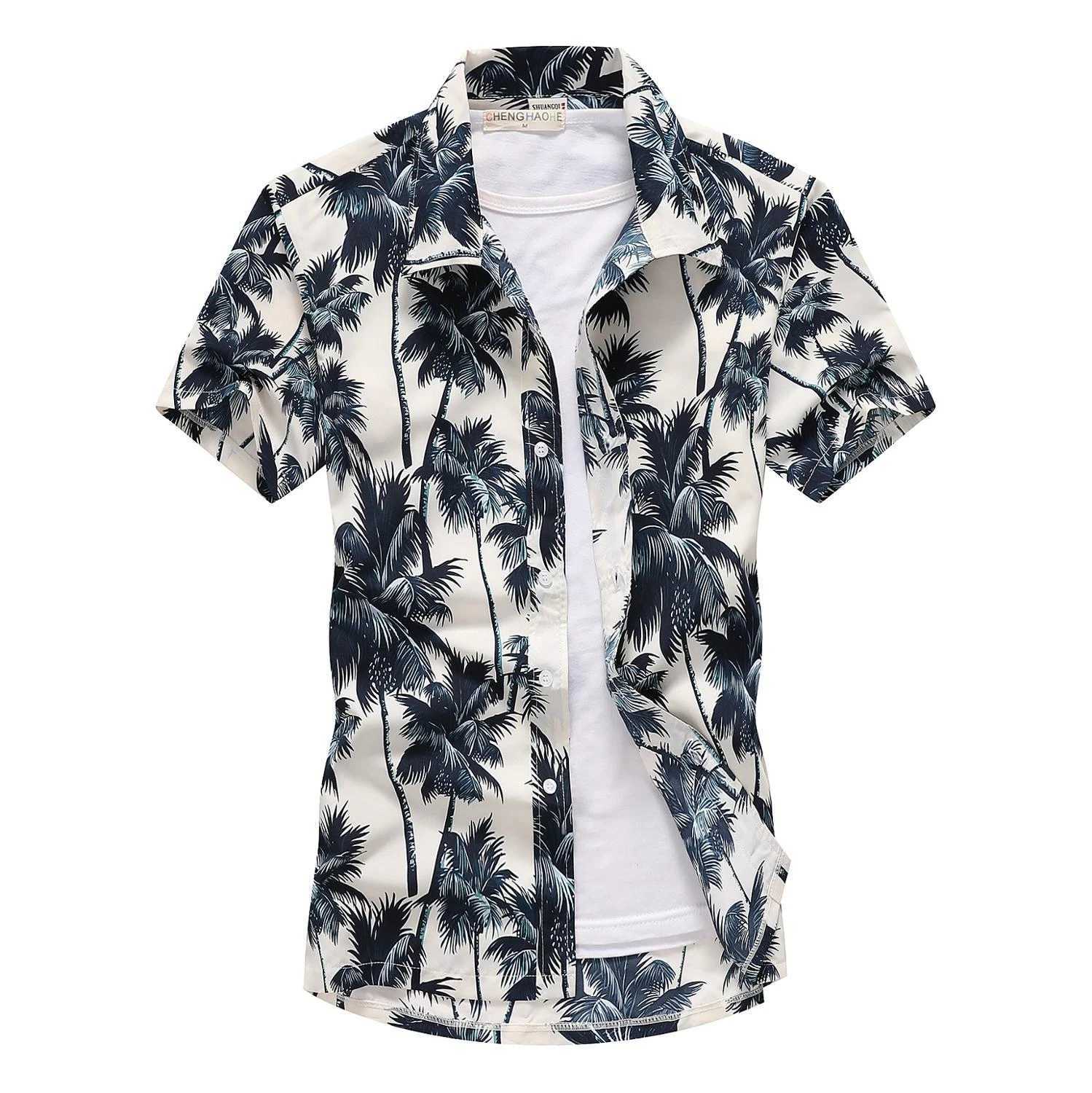 2022 casual flower beach mens summer short sleeved Hawaiian mens shirt plus size quick drying T-shirt X250410