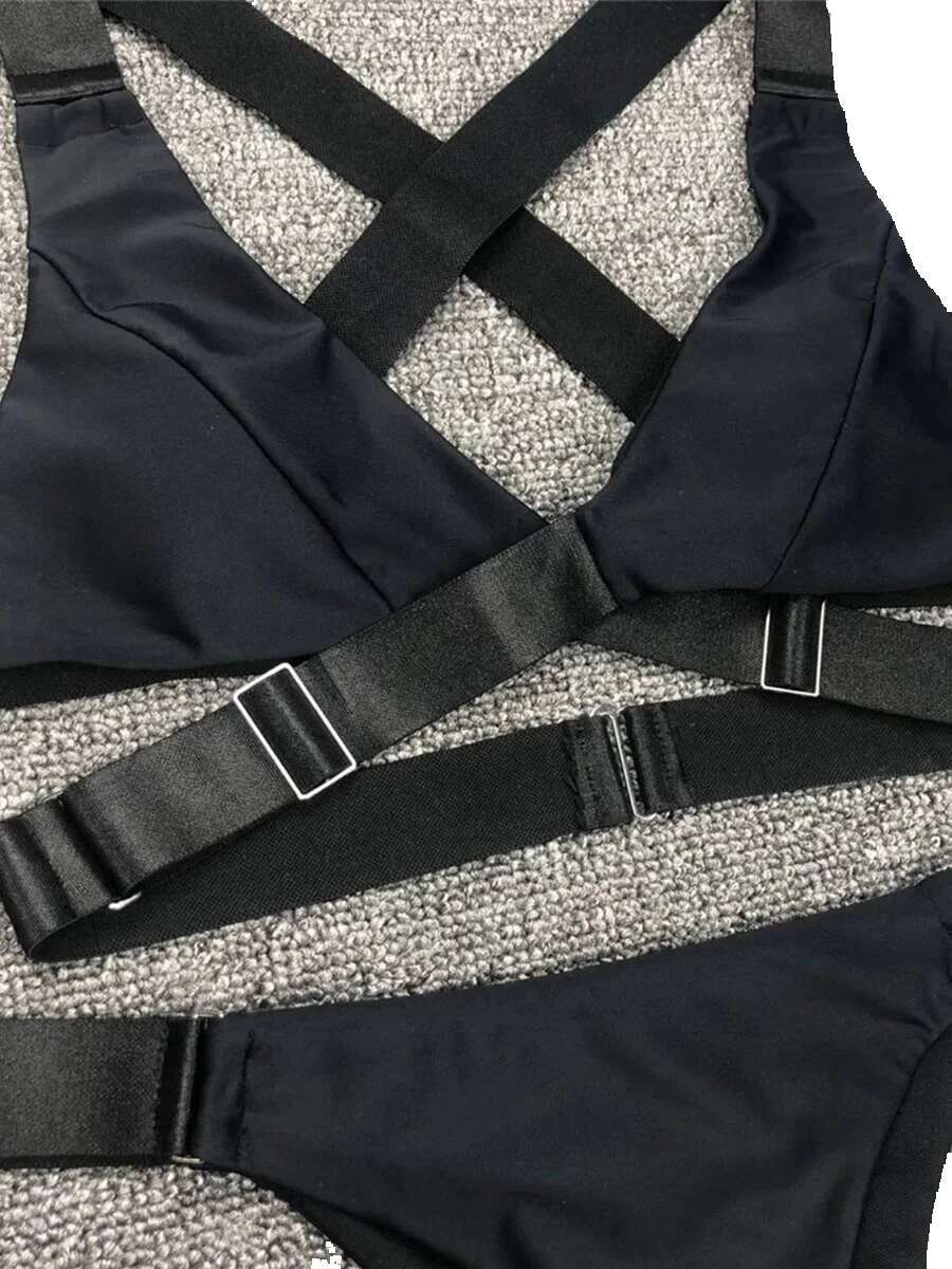 Sexy adjustable buckle bandage Vevlet 2025 women's two-piece bikini swimsuit set
