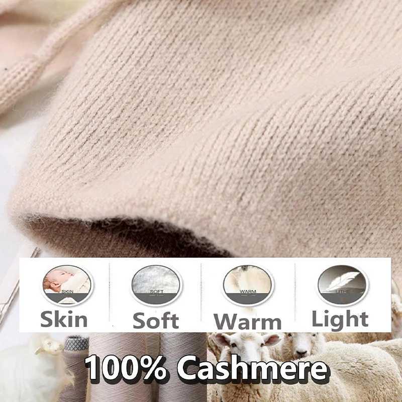 Unisex 100 Cashmere Balaclava Soft Warm Thick Drawstring Beanies Ear Face Neck Protect Scarf Hat Multi-functional Bonnet CapXJ251110