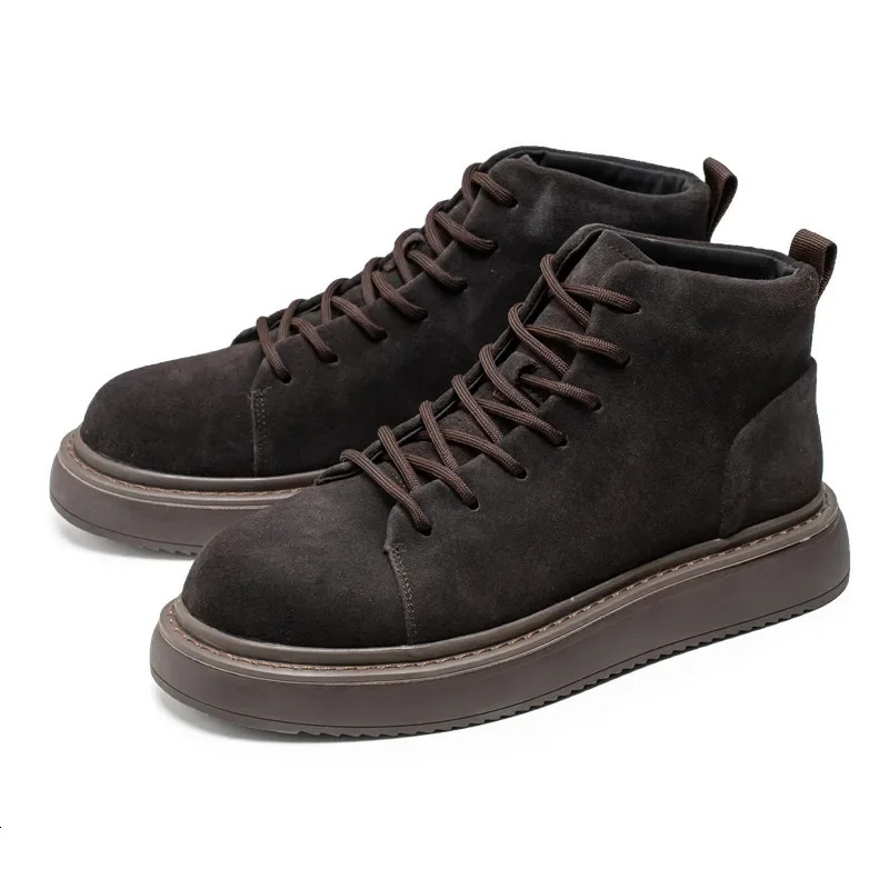 Mens Winter Boots Mens Biker Boot Round Toe Lace-up Soft Comfortable Anti-wear Outdoor Shoes Classic British Style Arrival 251107