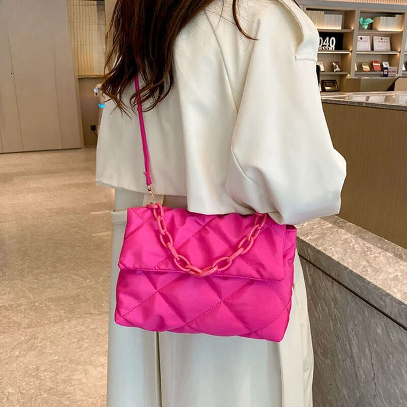 Yogodlns Large Capacity Crossbody Square Casual Chain Women Underarm Bags Fashion Quilted All-Match Winter Simple Shopping
