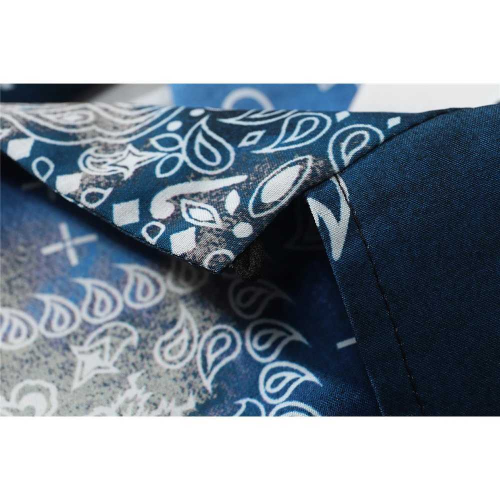 Black Tie Stained Bandana Button Mens Paisley Retro Mens Shirt Day Beach Hawaii Shirt 2023 Summer Mens Neoprene X250410