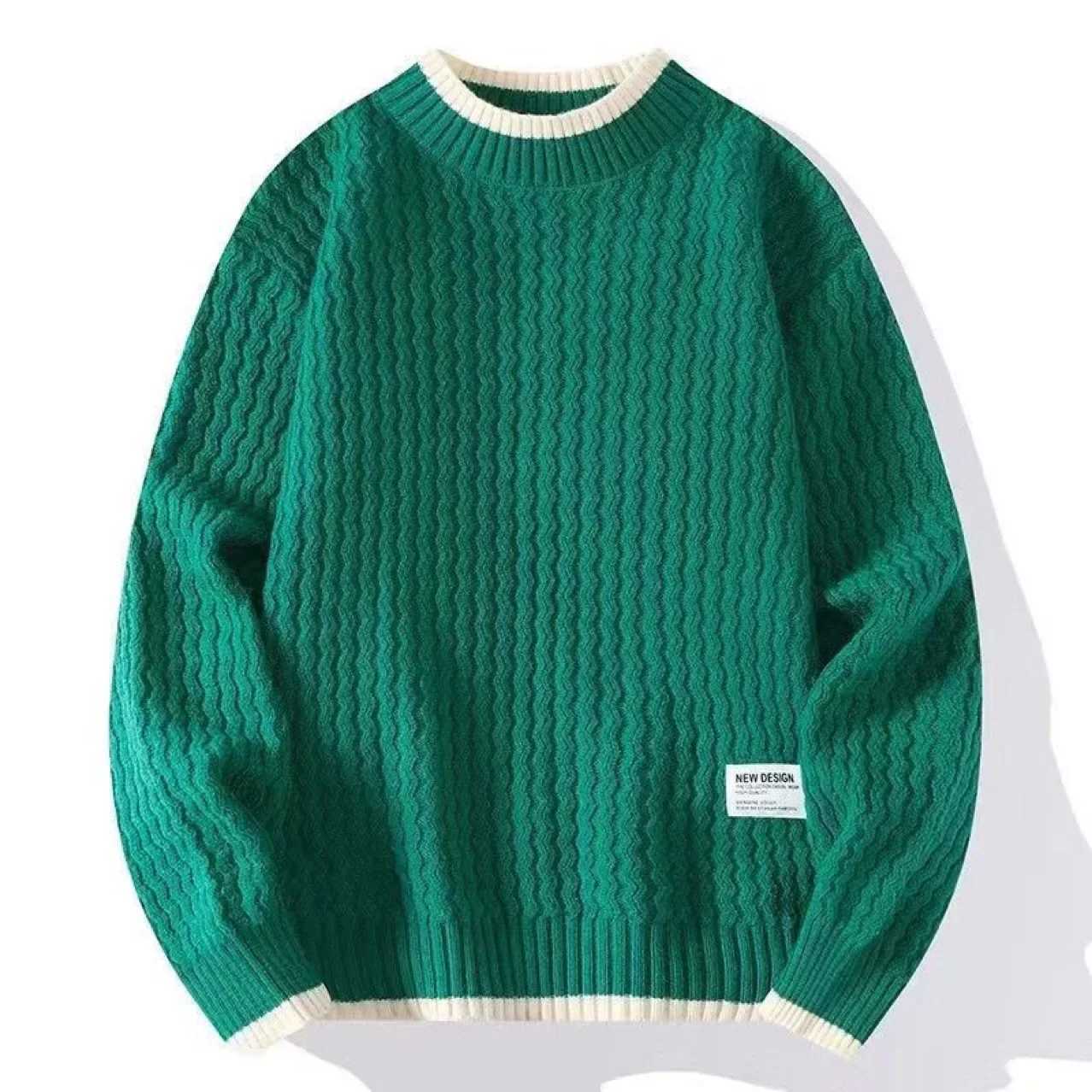 Fashion Mens Autumn Winter Knitted Sweater round Neck Loose Warm Solid Color Base Layer Top Coat Casual Fashion Outerwear Y251110