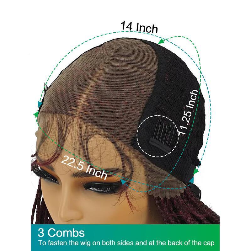 28 Inch Women Weaving Full Box Knotless Weave Lightweight Braids Synthetic Lace Front Wigs Black and Bury ddmyfriend