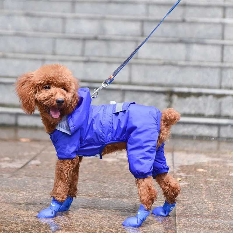 Waterproof rain boots and non slip rubber boots suitable for small medium and large dogs cats outdoor shoes dog ankle boots 4pcs pet accessories T2504