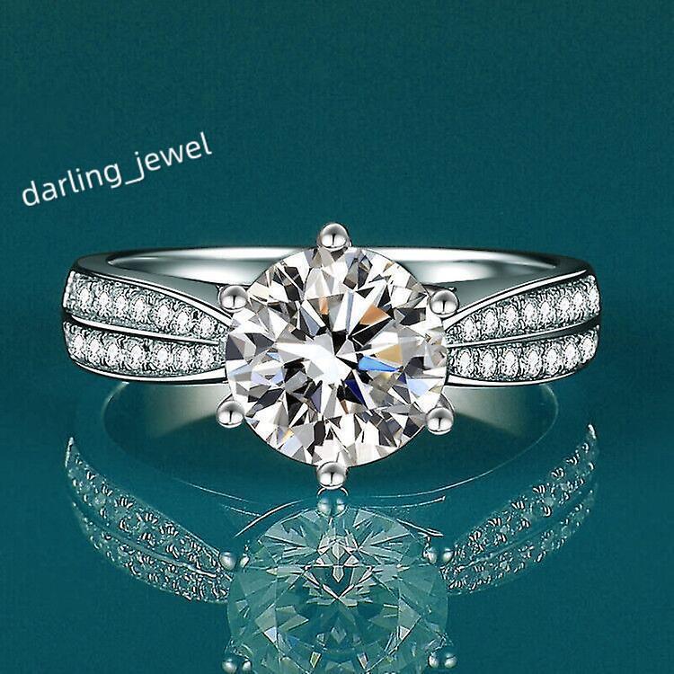 S925 Sterling Silver Ring Mosang Stone Ring High End Twisted Arm Cross Cut Out Four Claw Classic Charm Wedding Ring