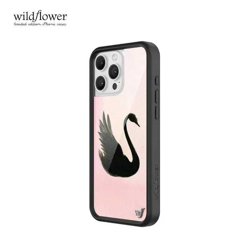 Wildflower 3D Black Swan Phone Case for 12 13 14 15 16 17 Pro Max Plus Fashion Sweet-Swan Lake Soft Edge Back Cover CasesXJ251110