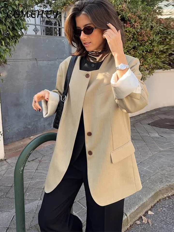 Casual Solid Jacket Womens Square Collar Single Chest Full Sleeve Pocket 2025 Spring Fashion 250407