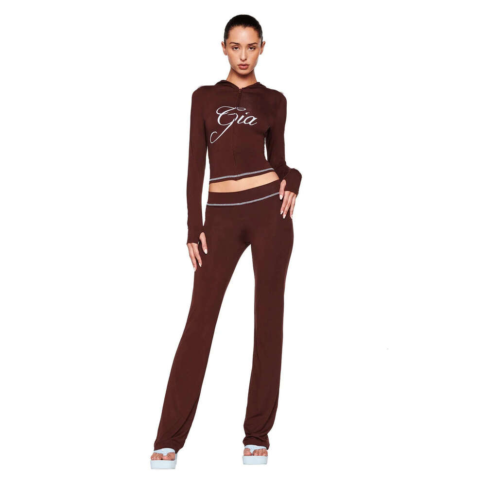 European and American INS hot stamping, strapless, high waisted pants two-piece set 2025 new casual versatile fashion clothing