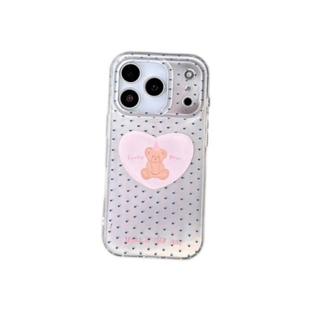 Polka Dot Heart Bear Phone Case Suitable for iPhone 17 Pro Max Protective Cover Cartoon iPhone 16/15 Pro
