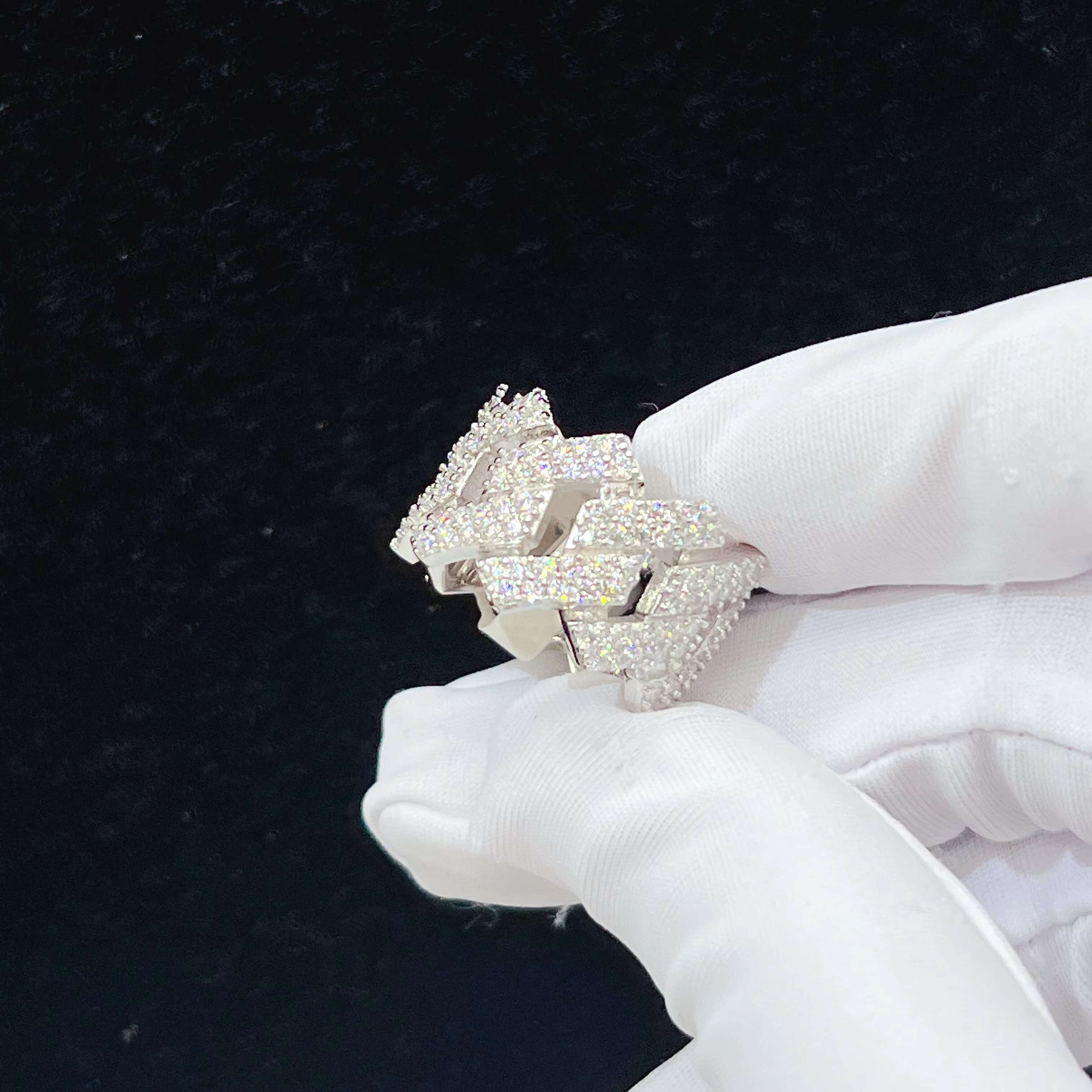 Fine Luxury Moissanite Jewelry Iced Out Diamond Rings Sterling Silver 925 VVS Diamond Hip Hop Rings