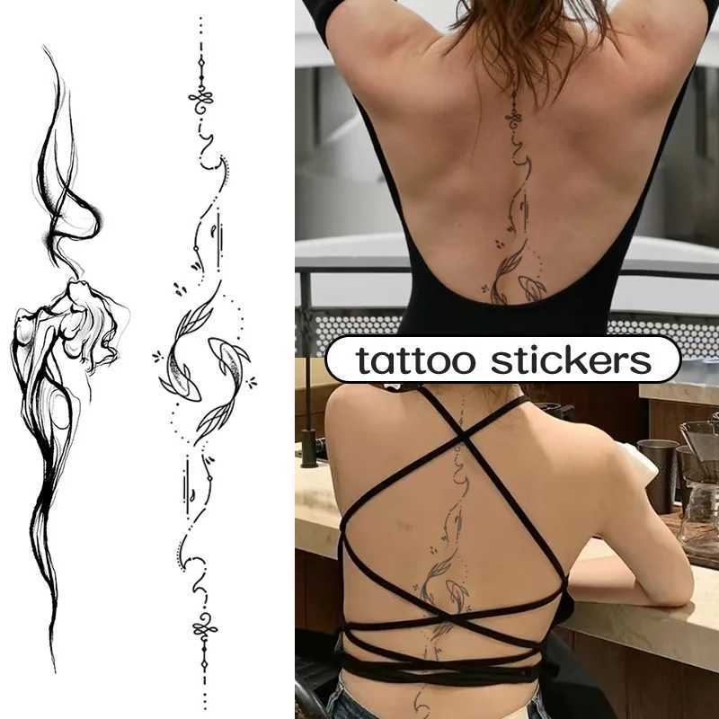 1 temporary waterproof tattoo on Pisces spine lasting 1-2 weeks real semi permanent fake tattoo W250410