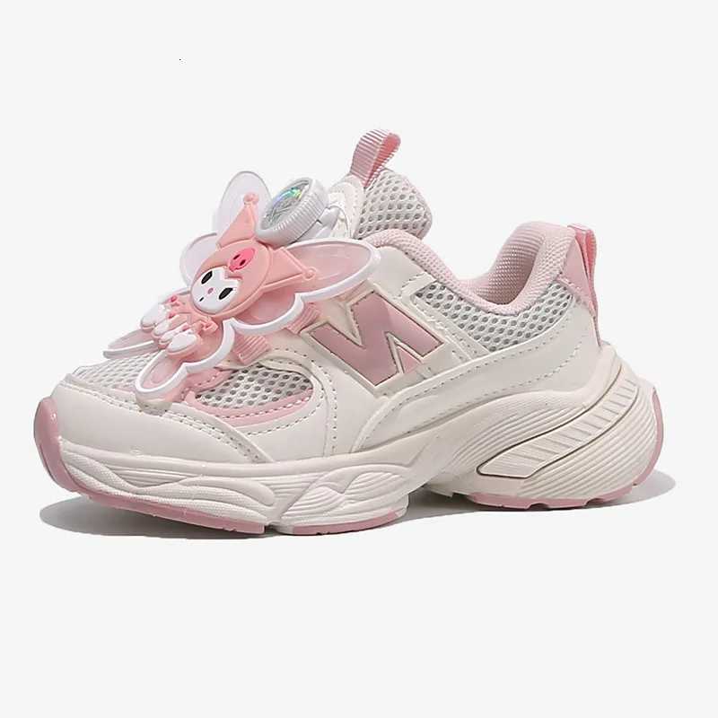 KidsCasual Shoes Sneakers Kuromi Bow PU Leather Spring Shoes For Girls Anti-slip Breathable Pink Shoes Size 26-37 W251110