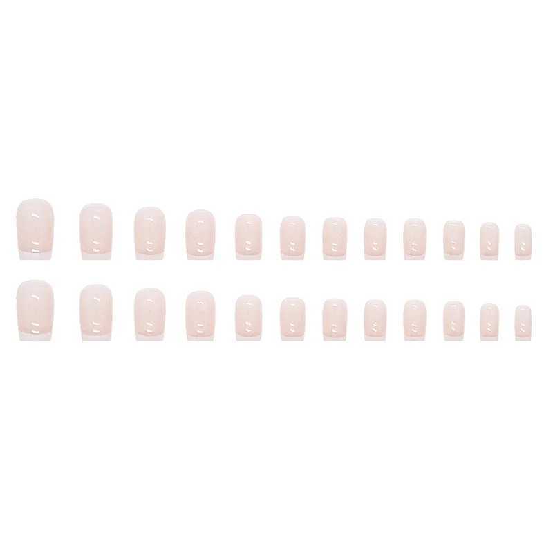 24 pieces of white girl pressed on nails pink gradient fake nails smooth artificial fingers reusable female fake nails W250410